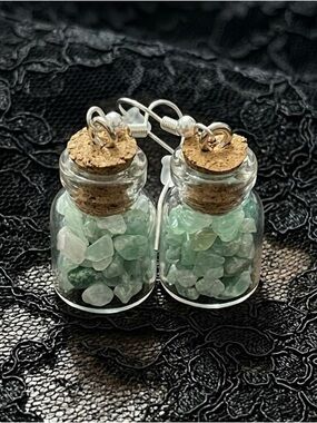 Amazonite Crystal Chip Glass Jar Earrings